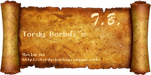 Tordy Borbás névjegykártya